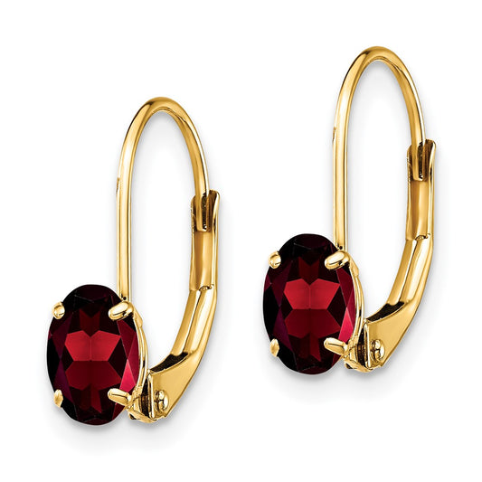 Shop Stylish 14K Gold Oval Garnet Earrings 6x4mm - Affordable Luxury!