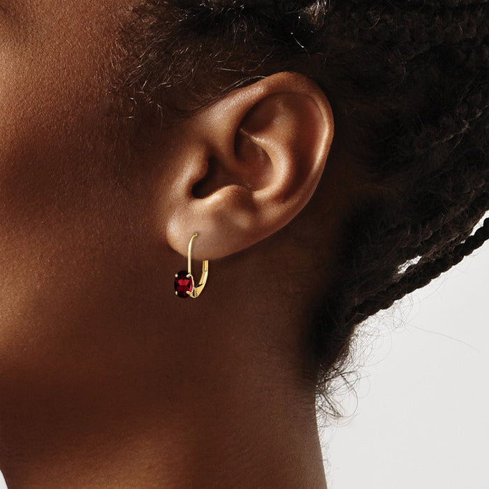Shop Stylish 14K Gold Oval Garnet Earrings 6x4mm - Affordable Luxury!-3