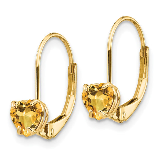 Shop 14K Gold 5mm Heart-Shaped Citrine Earrings - Stylish Luxury Jewelry