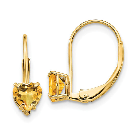 Shop 14K Gold 5mm Heart-Shaped Citrine Earrings - Stylish Luxury Jewelry