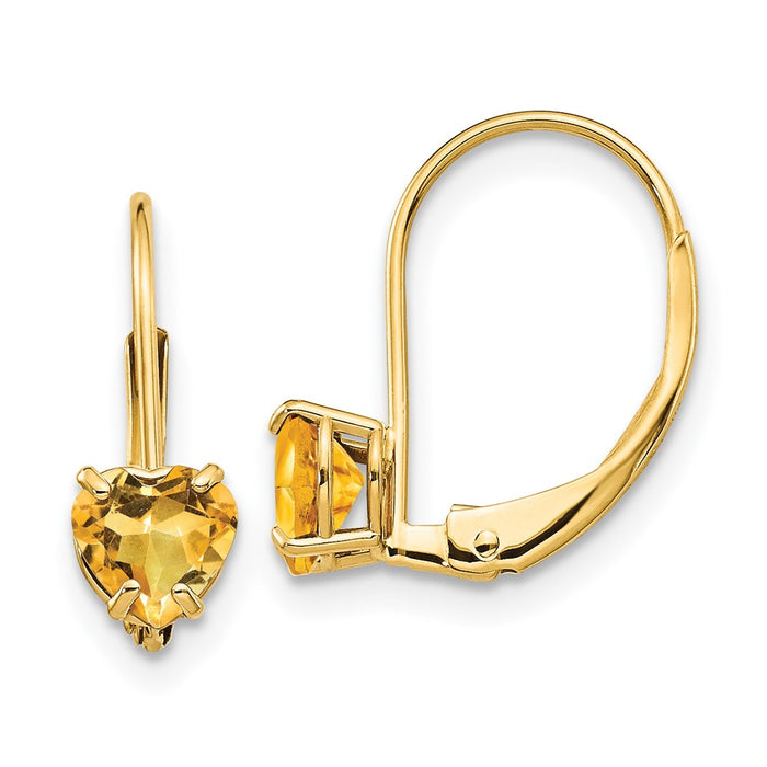 Shop 14K Gold 5mm Heart-Shaped Citrine Earrings - Stylish Luxury Jewelry-1