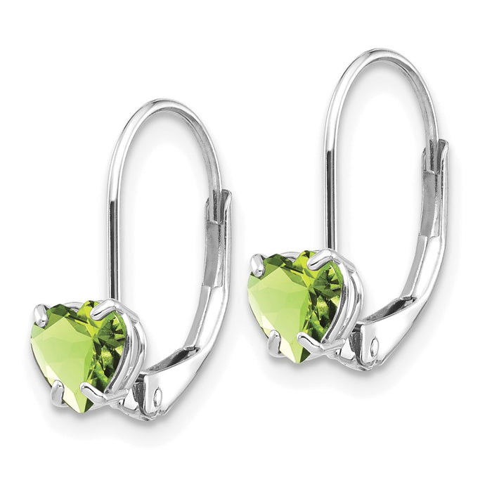Exclusive 14K White Gold Heart-Shaped Peridot Earrings - Stylish 5mm Design-2