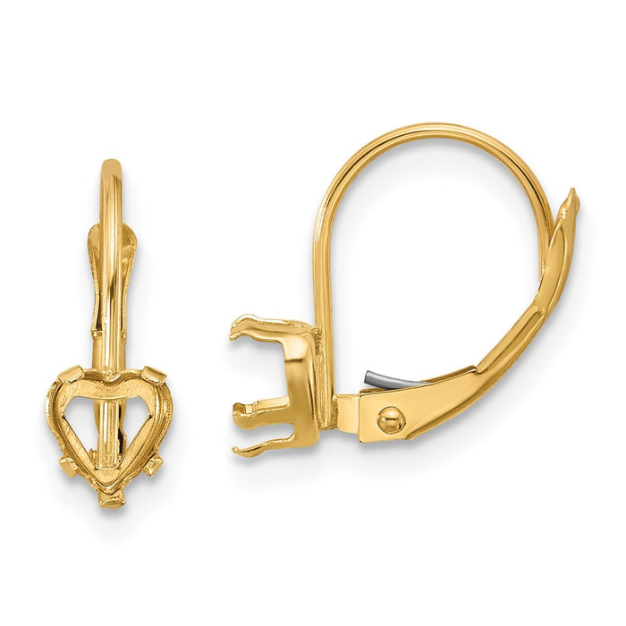 Shop Stylish 5mm Heart-Shaped Leverback Earrings in 14K Gold - Luxury Value-1