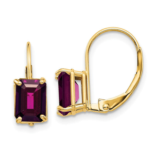 Buy Exclusive 14K Gold Leverback Earrings with 7x5mm Rhodolite Garnet - Stylish Value!