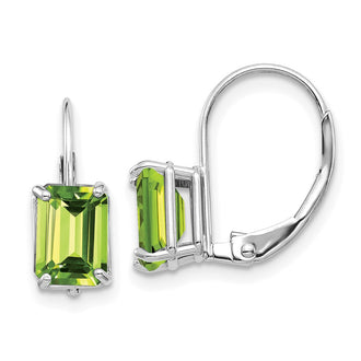 Shop Stylish 14K White Gold Peridot Leverback Earrings - 7x5mm, Luxury Value!