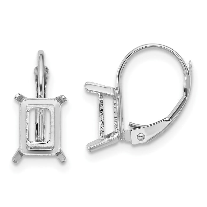 Buy Exclusive 14K White Gold Emerald Leverback Setting - 7x5mm, Stylish Value-1