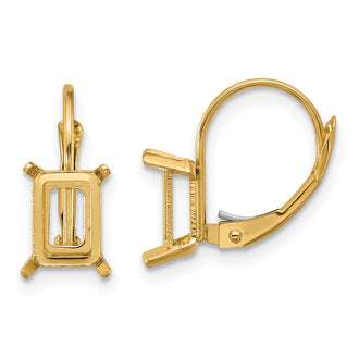 Shop Stylish 14K Gold Leverback Earrings with 7x5mm Emerald Setting