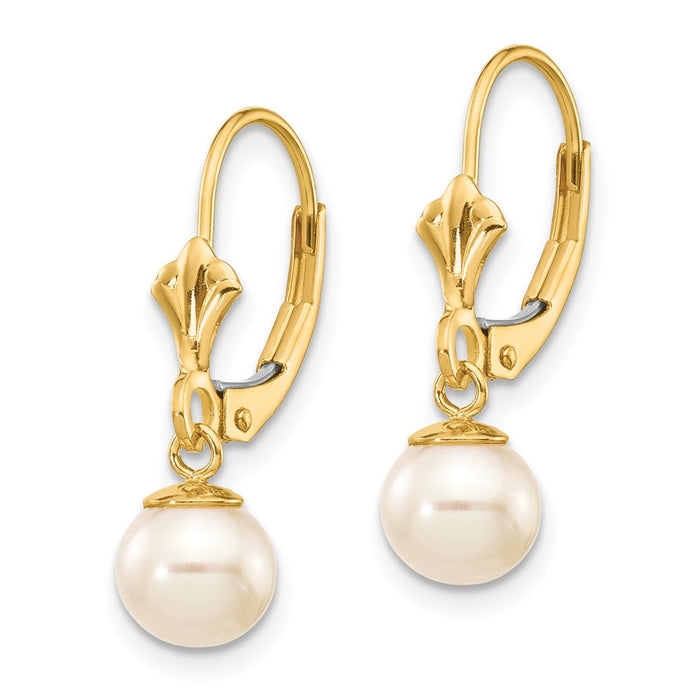 Buy Stylish 14K White Gold 6-7mm Pearl Dangle Earrings - Luxury Value-2