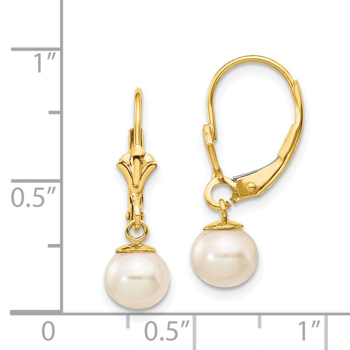 Buy Stylish 14K White Gold 6-7mm Pearl Dangle Earrings - Luxury Value-4