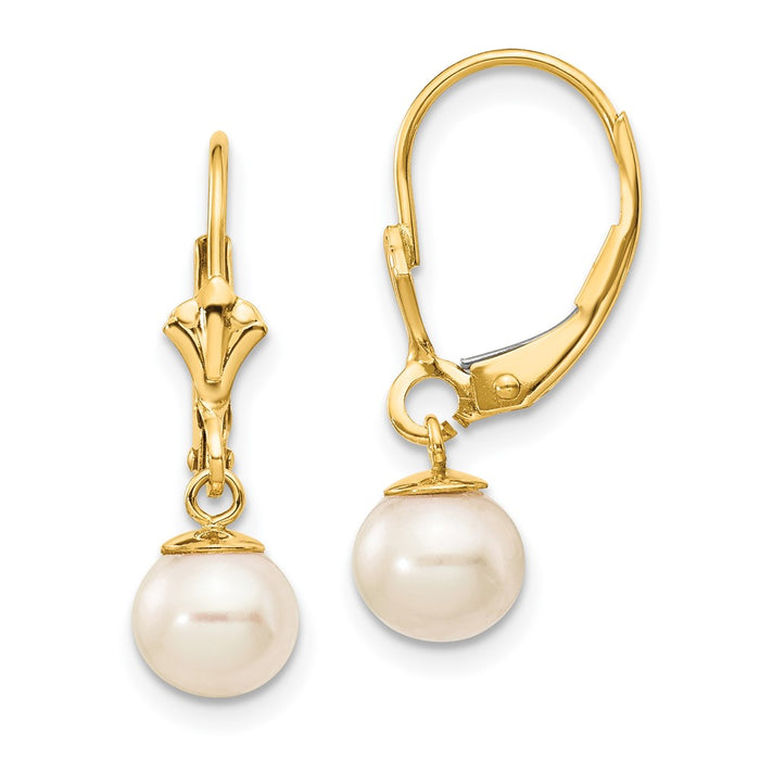 Buy Stylish 14K White Gold 6-7mm Pearl Dangle Earrings - Luxury Value-1