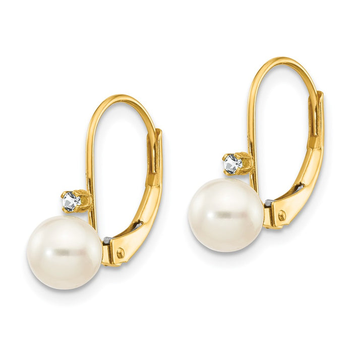 Shop Stylish 14K White Gold Leverback Earrings with 5-6mm AA Freshwater Pearls-2