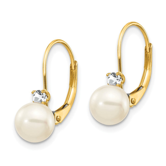 Exclusive 14K White Gold Pearl & Diamond Leverback Earrings | Stylish Value-2