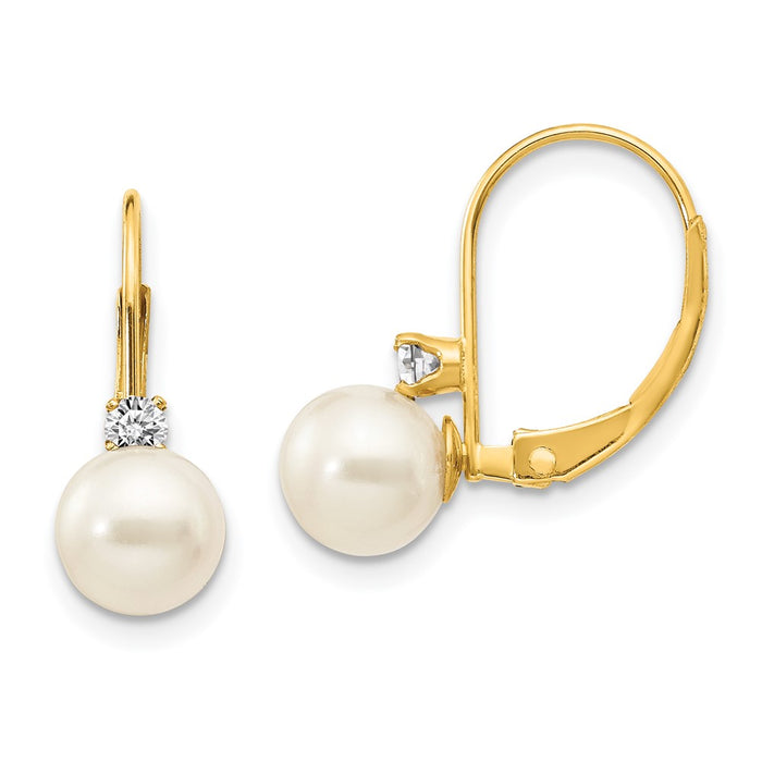 Exclusive 14K White Gold Pearl & Diamond Leverback Earrings | Stylish Value-1