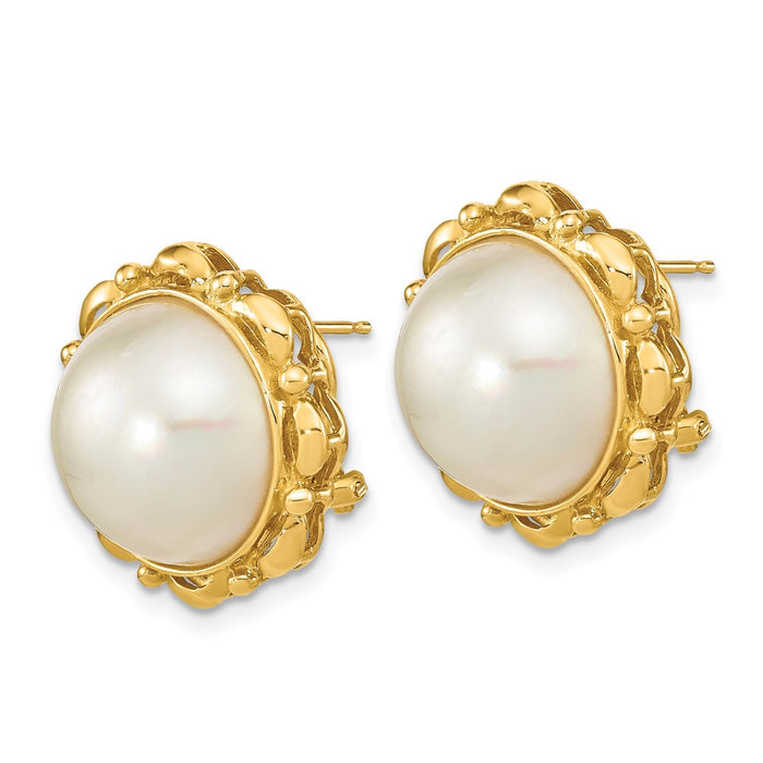 Buy Exclusive 14K White Mabe Pearl Earrings - 13-14mm, Stylish Luxury Value!-2