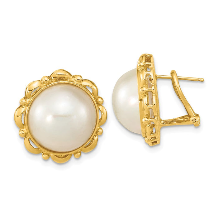 Buy Exclusive 14K White Mabe Pearl Earrings - 13-14mm, Stylish Luxury Value!-1
