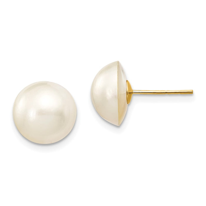 Exclusive 14K White Gold Mabe Pearl Stud Earrings 10-11mm | Stylish Luxury-1