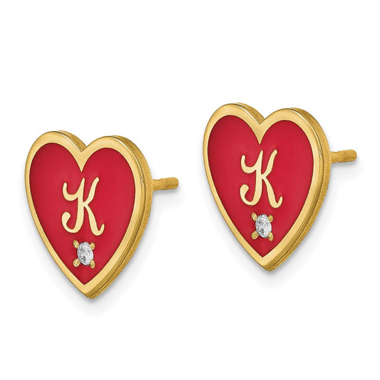 Buy Stylish Sterling Silver & Gold-Plated Initial Enameled Heart Earrings