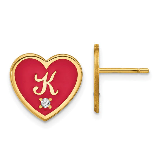 Buy Stylish Sterling Silver & Gold-Plated Initial Enameled Heart Earrings