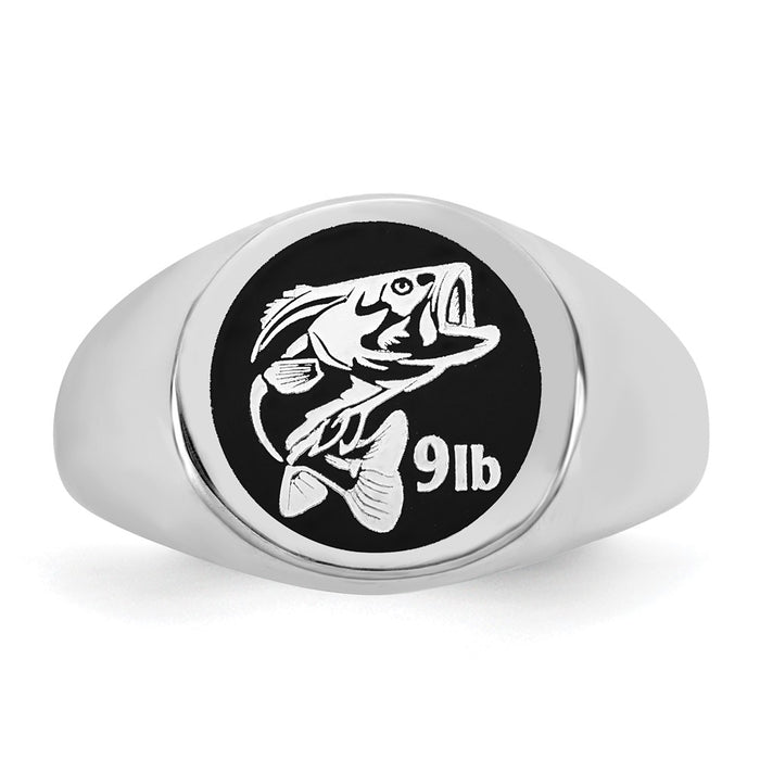 Shop Stylish Sterling Silver Epoxy Signet Ring - 14mm, Rhodium-Plated Luxury-4