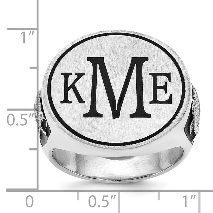 Shop Exclusive Sterling Silver Rhodium-Plated Bass Monogram Ring - Stylish Design-6
