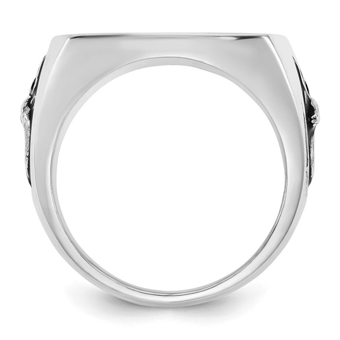 Exclusive Sterling Silver Deer Monogram Ring - 8mm, Rhodium-Plated, Stylish Value-2