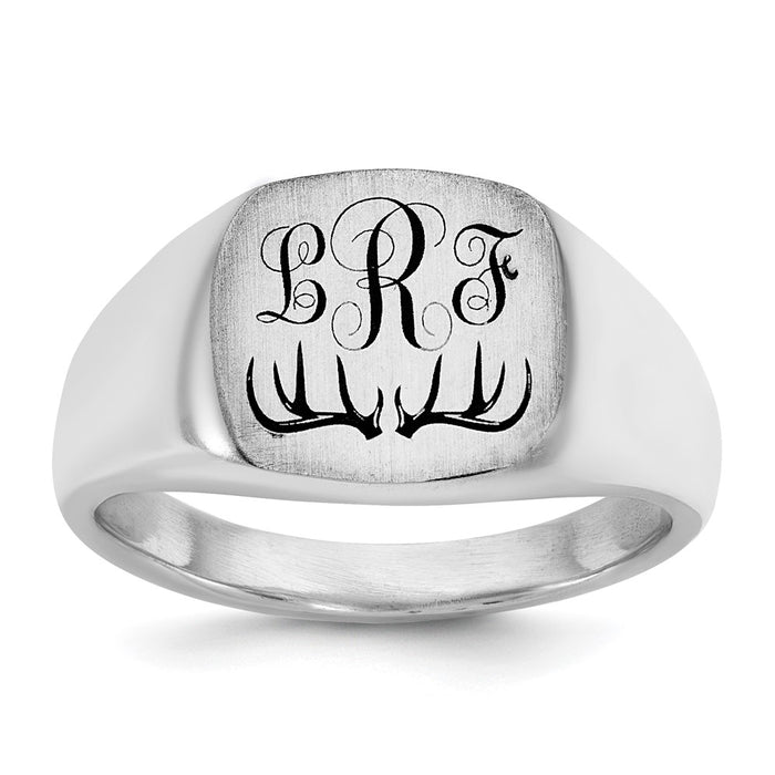 Exclusive Sterling Silver Deer Monogram Ring - 8mm, Rhodium-Plated, Stylish Value-1