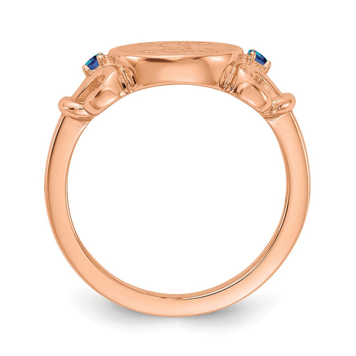 Buy Exclusive 10K Rose Gold Fancy Ring with Engraved Synthetic Birthstones-2