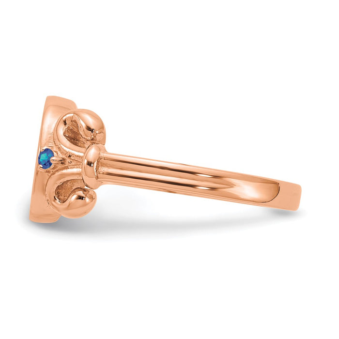 Buy Exclusive 10K Rose Gold Fancy Ring with Engraved Synthetic Birthstones-3