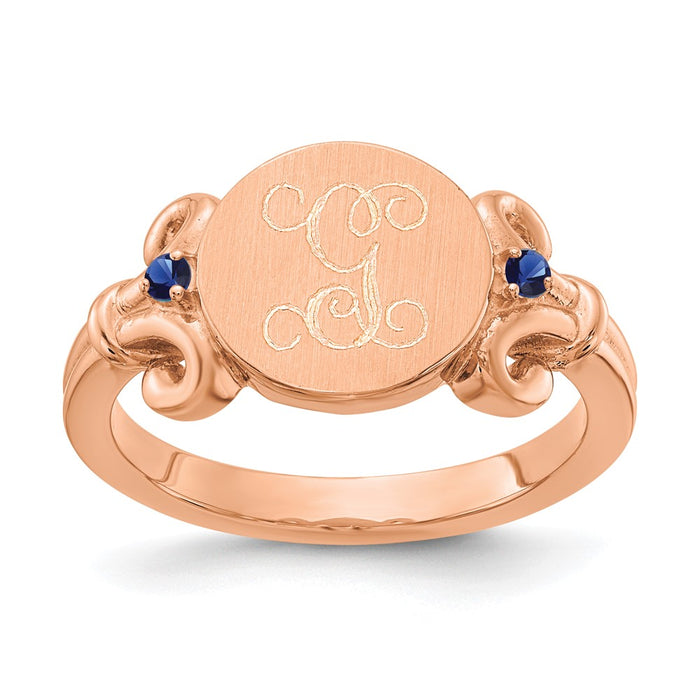 Buy Exclusive 10K Rose Gold Fancy Ring with Engraved Synthetic Birthstones-1
