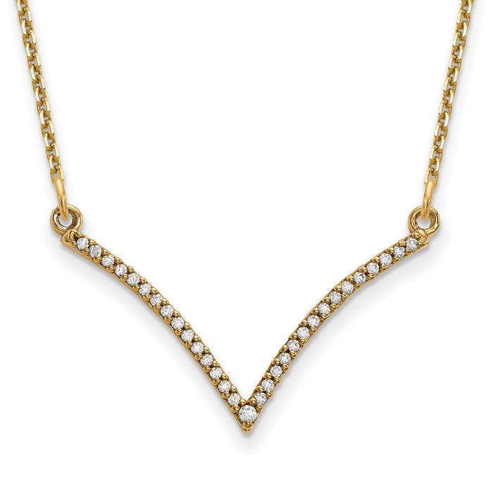 Shop Exclusive 14K Yellow Gold Diamond V Pendant Necklace - Stylish & Affordable!-1