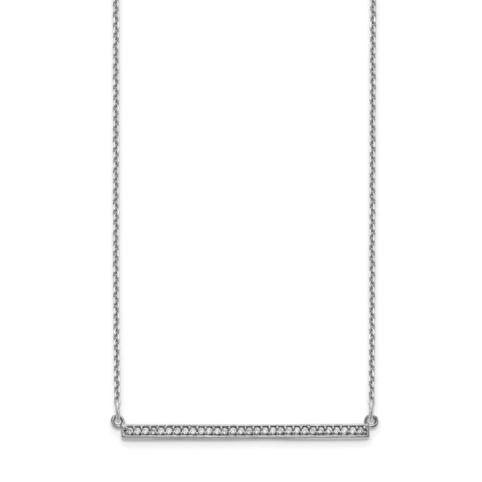 Buy 14K White Gold Diamond Bar Pendant Necklace - Stylish Luxury Jewelry-2
