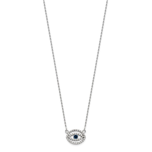 Order Stylish 14K White Gold Evil Eye Necklace with Diamonds & Sapphires