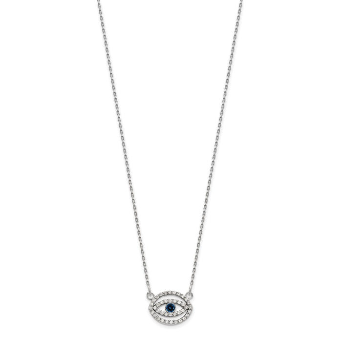 Order Stylish 14K White Gold Evil Eye Necklace with Diamonds & Sapphires-2