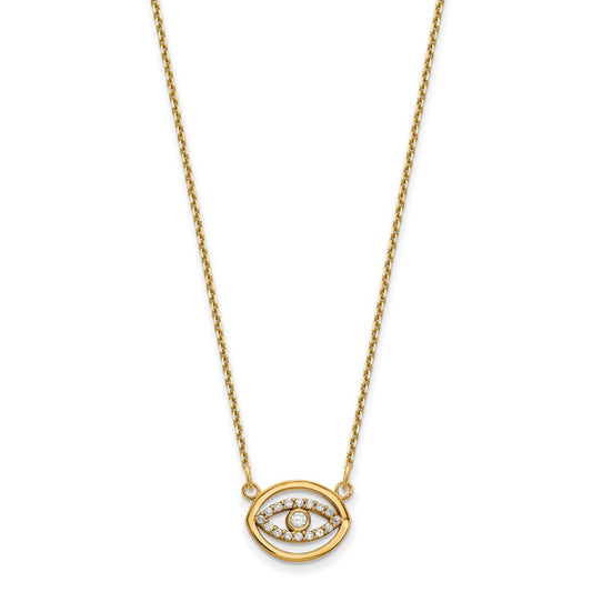 Shop 14K Gold Small Diamond Halo Evil Eye Necklace - Stylish Luxury Gift