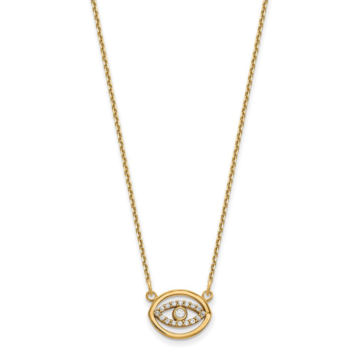Shop 14K Gold Small Diamond Halo Evil Eye Necklace - Stylish Luxury Gift-2