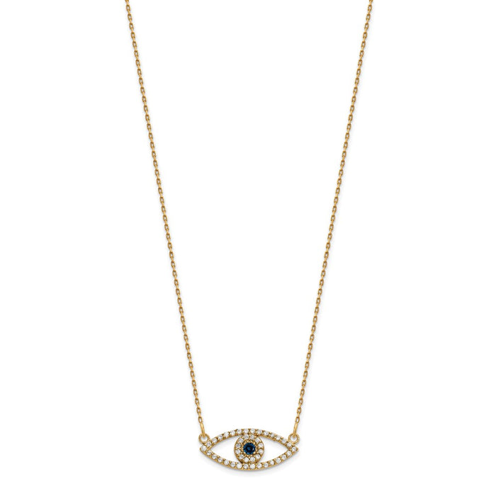Buy Exclusive 14K Gold Small Diamond & Sapphire Evil Eye Necklace - Stylish Value-2
