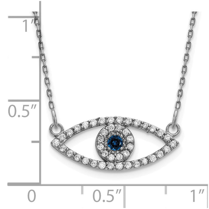 Shop Exclusive 14K White Gold Small Diamond & Sapphire Evil Eye Necklace-3
