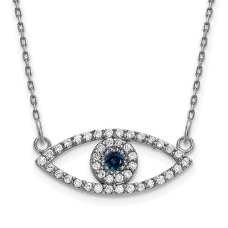 Shop Exclusive 14K White Gold Small Diamond & Sapphire Evil Eye Necklace