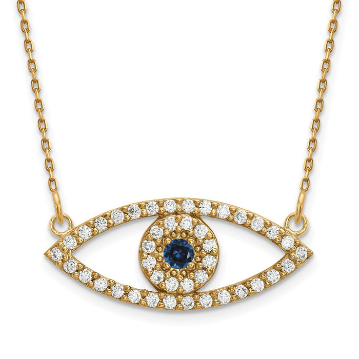 Shop 14K Gold Medium Necklace with Diamond & Sapphire Evil Eye Pendant - Luxury Value-1