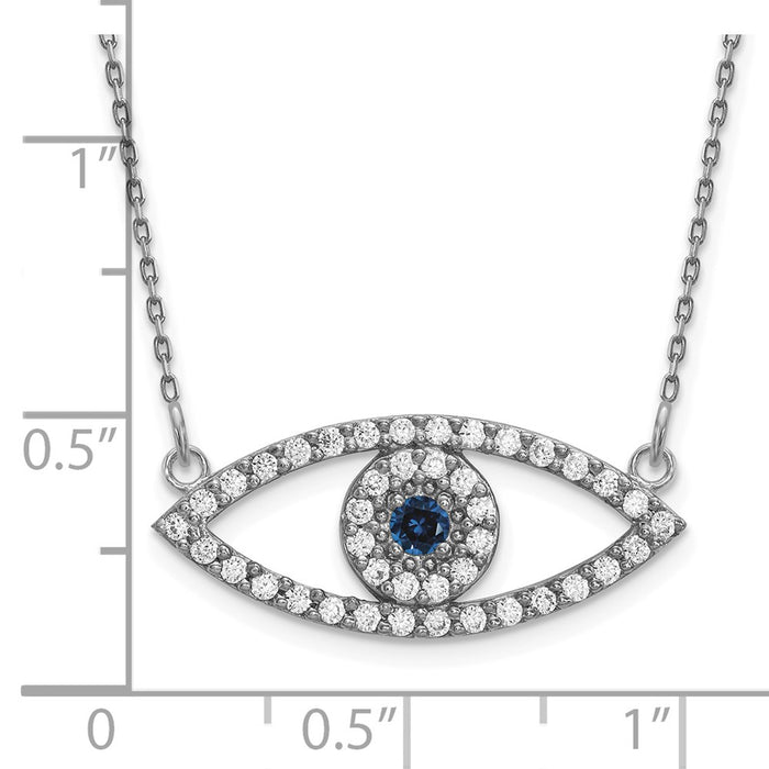 Shop Exclusive 14K White Gold Evil Eye Necklace with Diamonds & Sapphires - Stylish-3