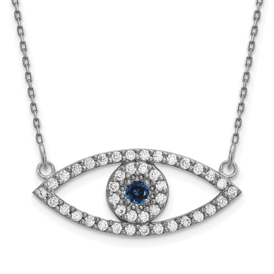 Shop Exclusive 14K White Gold Evil Eye Necklace with Diamonds & Sapphires - Stylish