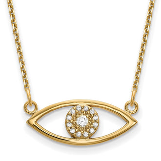 Shop 14K Gold Small Diamond Evil Eye Necklace - Stylish & Affordable Luxury!