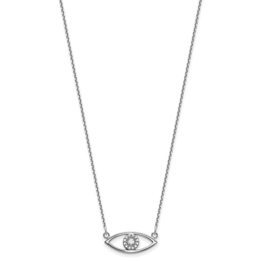 High-Quality 14K White Gold Diamond Evil Eye Pendant Necklace - Stylish Value!