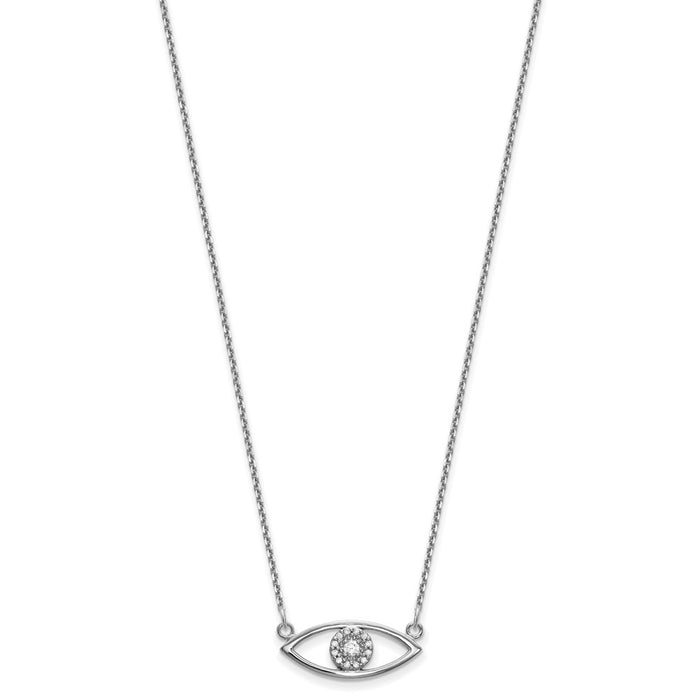 High-Quality 14K White Gold Diamond Evil Eye Pendant Necklace - Stylish Value!-2