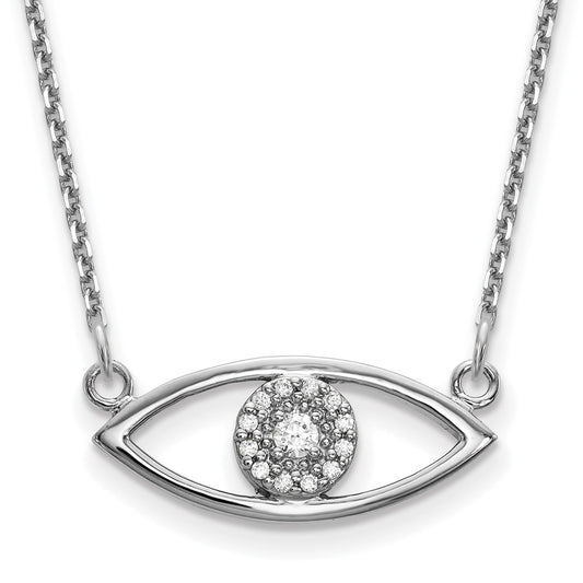 High-Quality 14K White Gold Diamond Evil Eye Pendant Necklace - Stylish Value!