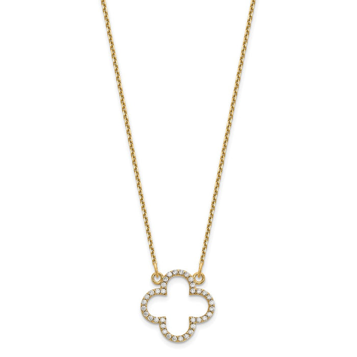 Shop Stylish 14K Yellow Gold Small Diamond Quatrefoil Necklace - Luxury Value-2