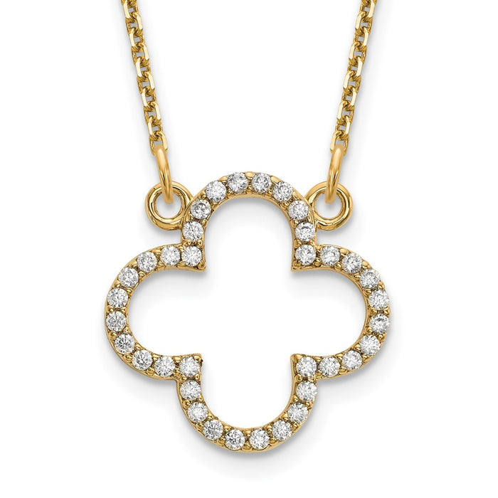 Shop Stylish 14K Yellow Gold Small Diamond Quatrefoil Necklace - Luxury Value-1