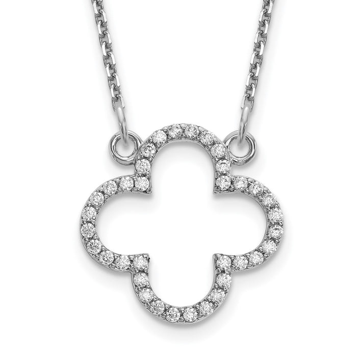 Shop Stylish 14K White Gold Diamond Quatrefoil Necklace - Small, Affordable Luxury-1