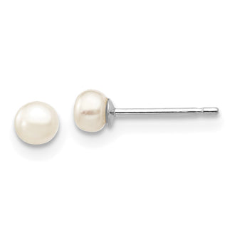 Buy Stylish 14K White Gold Freshwater Pearl Stud Earrings 3-4mm - Affordable Luxury!