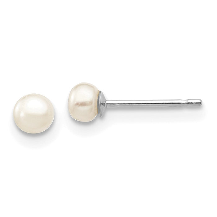 Buy Stylish 14K White Gold Freshwater Pearl Stud Earrings 3-4mm - Affordable Luxury!-1